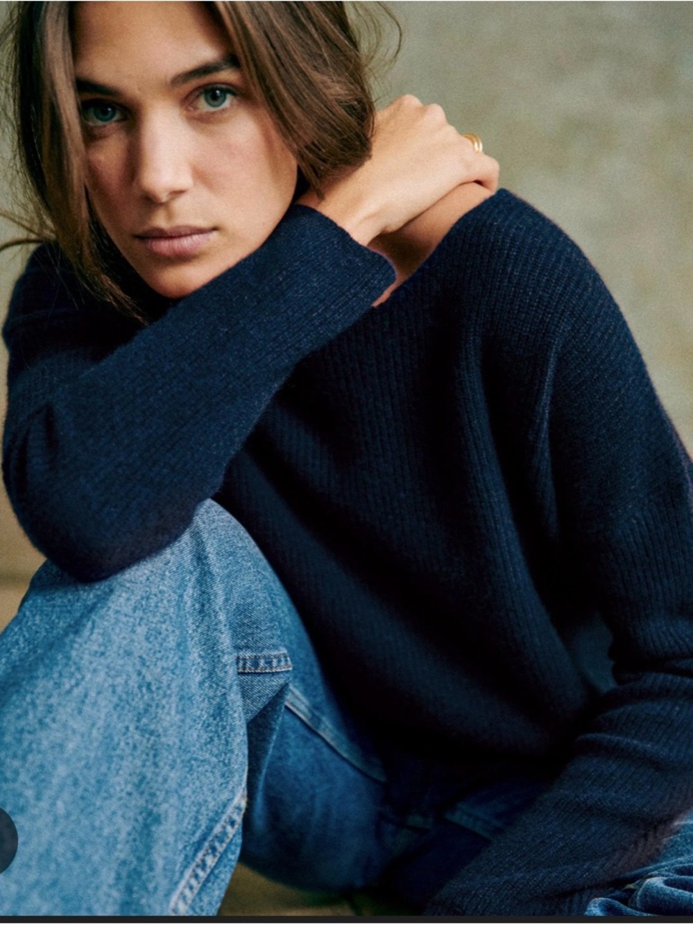 Sezane Zohra Cashmere Cardigan in size S in navy